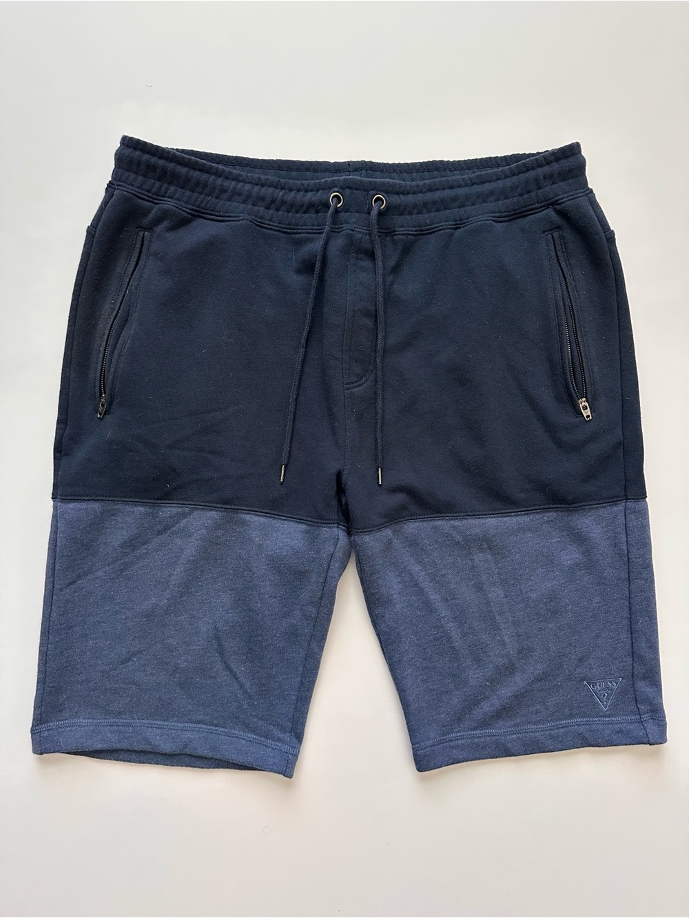 Guess Two-Tone Navy and Dark Blue Athletic Drawstring Shorts